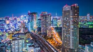 Vista aérea de Tokio, Japón